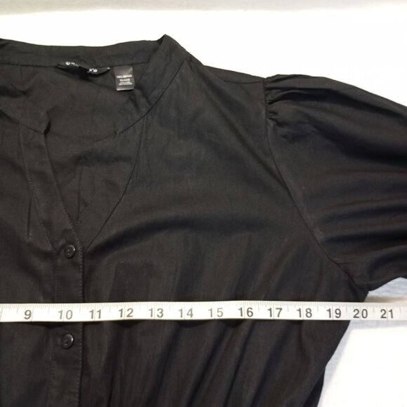 Cassees Mini Dress Womens Black Puff Sleeve Elastic Waist & Lining Size L - Picture 8 of 9
